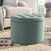 Stansell 22" Wide Tufted Round Storage Ottoman Wood/Fabric in Green Laurel Foundry Modern Farmhouse® | 16.25 H x 22 W x 22 D in | Wayfair