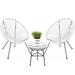 George Oliver Harijs 3-Piece All-Weather Patio Acapulco Bistro Furniture Set W/Rope, Glass Top Table Plastic in Blue | Wayfair