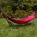 Wade Logan® Govan Portable Camping Hammock w/ Stand Polyester in Red | 38.5 H x 86.25 W x 86 D in | Wayfair A7674B108F4D412D8530F7105D8CF490