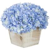 Ophelia & Co. Hydrangea Floral Arrangements Planter Faux Silk in Blue | 9 H x 10 W x 10 D in | Wayfair LRKM1388 37986162