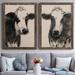 Gracie Oaks Cow Portrait Sketch I - 2 Piece Picture Frame Painting Print Set on Canvas Canvas, Solid Wood in White | 31.5 H x 47 W in | Wayfair