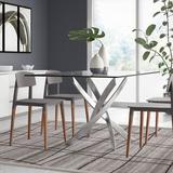 Wade Logan® Bevelyn Rectangular Dining Table Glass/Metal in Gray | 30 H x 63 W x 37 D in | Wayfair ORNE1715 41508714