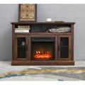 Charlton Home® Robena TV Stand w/ Electric Fireplace Included Wood/Metal in Brown | 32 H in | Wayfair 6445F44B09C744BD970999A1900CDD59