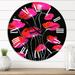 Designart 'Abstract Red Flower Detail On Black III' Traditional wall clock