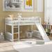 AOOLIVE Wooden Twin size Loft Bed with Slide and Ladder, White