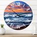 Designart 'Sunset Over The Blue Ocean II' Nautical & Coastal wall clock