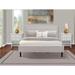 Platform King Size Bedroom Set with 1 Mid Century Bed and Night Stands - Mist Beige Linen Fabric