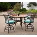 Monaco 5-Piece High-Dining Set in Blue with 4 Swivel Chairs and a 56 In. Tile-top Table