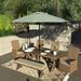 California Umbrella 9' Rd.Crank Lift, Collar Tilt, Aluminum Pole, Fiberglass Rib Patio Umbrella, Black Finish, Sunbrella Fabric