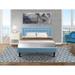 Platform Queen Bed Set Furniture with 1 Wood Bed Frame and Night Stand for Bedrooms - Denim Blue Linen Fabric(Pieces Options)