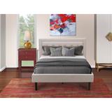 E2-Pc Bed Set with 1 Modern Bed and a Night Stand for Bedrooms - Mist Beige Linen Fabric (End Table Finish Option)