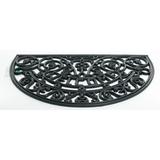 Fleur De Lis Living Needville Rose Mary Welcome 30" x 18" Non-Slip Indoor/Outdoor Door Mat Rubber | Semi-Circle 1'6" x 2'6" | Wayfair