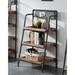 Williston Forge Eliora 48.38" H x 28" W Steel Ladder Bookcase in Black/Brown | 48.38 H x 28 W x 20.5 D in | Wayfair