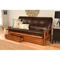 The Twillery Co.® Stratford Full 79" Futon Frame & Mattress w/ Drawer Set Faux Leather/Wood/Solid Wood in Brown | 37 H x 80 W x 31 D in | Wayfair