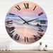 Designart 'Pastel Purple Sunset Over Incoming Ocean I' Nautical & Coastal wall clock