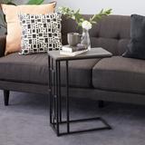 Black Metal Grey Top Modern Contemporary Under Sofa Accent Table - 19 x 10 x 26