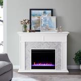 SEI Furniture Torton Contemporary Color Changing Electric Fireplace with Marble Tiled Mantel