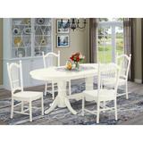 East West Furniture Dining Set- an Oval Dining Table and Wood Seat Chairs, Linen White(Pieces Options)