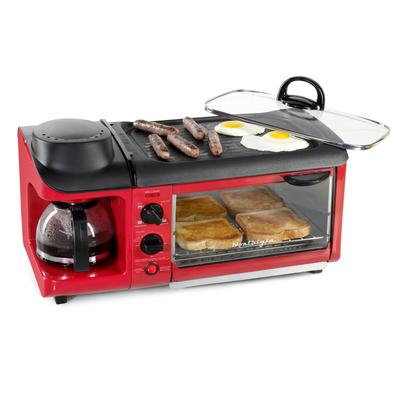 Nostalgia Retro 3-in-1 Family Size Breakfast Station, Retro Red