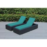 Ohana Outdoor Patio 2 Piece Black Wicker Chaise Lounge Set - No Assembly