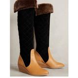 Anthropologie Shoes | Anthropologie Penny Quilted Boots By Schuler & Son | Color: Black/Tan | Size: 9.5