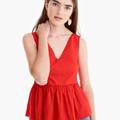 J. Crew Tops | J. Crew Red Peplum Top In Stretch Cotton Poplin | Color: Red | Size: 2