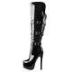 Only maker Women's Over the Knee High Boots with Side Zipper Stiletto Heeled Thigh High Booties Ankle Buckle Strappy Patent Leather Winter Booties Black Size 3