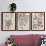 Red Barrel Studio® Sepia Exotic Plants IV - 3 Piece Picture Frame Painting Set on Canvas in Black/Blue/Green | 37.5 H x 82.5 W x 1.5 D in | Wayfair