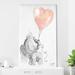 Indigo Safari Baby Elephant Heart (Vertical) By Jodi - Graphic Art in Gray | 39.5 H x 18 W x 1 D in | Wayfair A190E61CB3F142AD8396EACA0616B4E5
