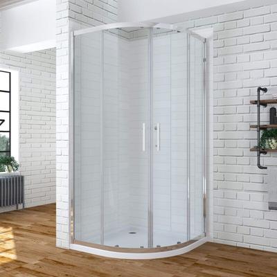 Duschkabine 90x90 cm Viertelkreis Runddusche Duschwand Glas halbrund Dusche mit Schiebetüren aus Image