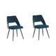 Lot de 2 chaises de salle à manger en velours bleu