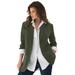 Plus Size Women's Boyfriend Blazer by Roaman's in Hunter Green (Size 28 W) Professional Jacket