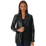 Plus Size Women's Leather Blazer by Jessica London in Black (Size 20 W)