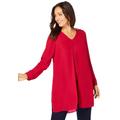 Plus Size Women's Flyaway V-Neck Tunic by Jessica London in Classic Red (Size 12 W) Long Shirt