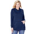 Plus Size Women's Washed Thermal Hooded Sweatshirt by Woman Within in Evening Blue (Size 30/32)