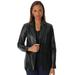 Plus Size Women's Leather Blazer by Jessica London in Black (Size 14 W)