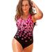 Plus Size Women's Chlorine Resistant Tank One Piece Swimsuit by Swimsuits For All in New Pink Floral (Size 22)