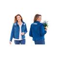 Plus Size Women's Stretch Denim Jacket by Woman Within in Medium Stonewash Floral Embroidery (Size 34 W)