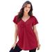 Plus Size Women's Flutter-Sleeve Sweetheart Ultimate Tee by Roaman's in Classic Red (Size 12) Long T-Shirt Top