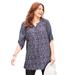 Plus Size Women's UPTOWN TUNIC BLOUSE by Catherines in Black White Print (Size 5X)