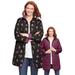Plus Size Women's Reversible Quilted Barn Jacket by Woman Within in Deep Claret Black Prairie Floral (Size 26/28)