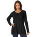 Plus Size Women's Ribbed Baby Doll Tunic Sweater by Jessica London in Black (Size S)