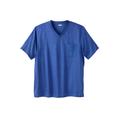 Men's Big & Tall Shrink-Less™ Lightweight V-Neck Pocket T-Shirt by KingSize in Heather Navy (Size 4XL)
