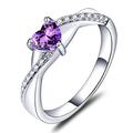 YL 925 Sterling Silver Engagement Rings Heart Cut 5MM 5A Birthstone Infinity Ring for Women, Metal, Amethyst