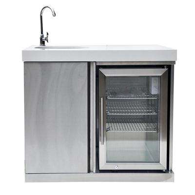 Mont Alpi Outdoor Kitchen Stainless Steel Sink and Fridge - Silver-Tone