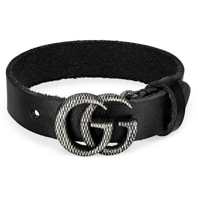 Gucci Bracelet en cuir double g gravé