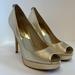 Michael Kors Shoes | Michael Kors York Gold Peep Toe Platform Heel Shoe | Color: Gold | Size: 8