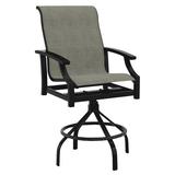 Tropitone Marconi Sling 28" Patio Bar Stool in Black/Brown | 48.5 H x 25.5 W x 28.5 D in | Wayfair 452027-28_OBS_Cobble Stone