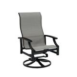 Tropitone Marconi Sling High Back Swivel Patio Chair Metal in Gray/Black/Brown | 43.5 H x 25.5 W x 27.5 D in | Wayfair 452070_OBS_Cobble Stone