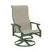 Tropitone Marconi Sling High Back Swivel Patio Chair Metal in Green/Gray/Brown | 43.5 H x 25.5 W x 27.5 D in | Wayfair 452070_WLD_Sparkling Water